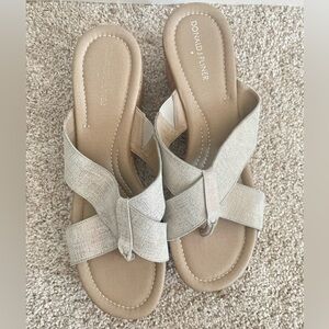 Donald Pliner Arya Cork Wedge Leather Sandals Cream Women’s Size 11 excellent